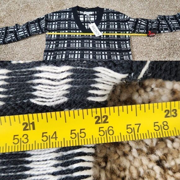 Wildfox Reese Ritzy Fringe Hem Sweater in Black and White NWT Size Medium - Picture 15 of 16